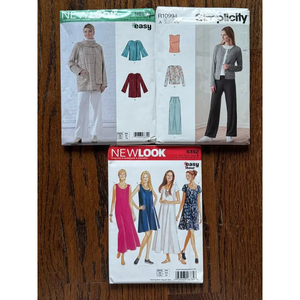 UC & FF 3-Sewing Patterns Bundle Simplicity NEWLOOK Coat Jacket Dress Size XS-XL